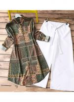 Rayon Green Casual Wear Printed Readymade Kurti With Plazzo